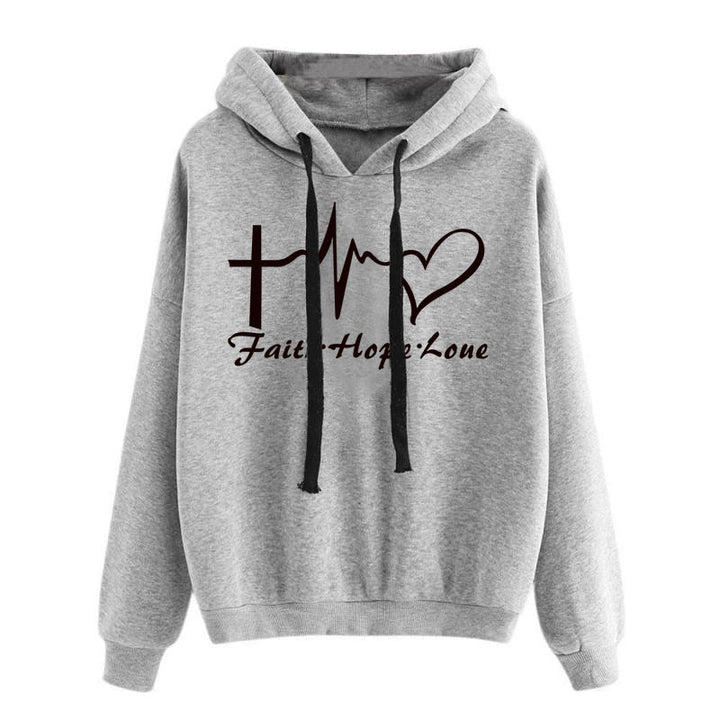 Heart Print Hoodie Sweatshirt